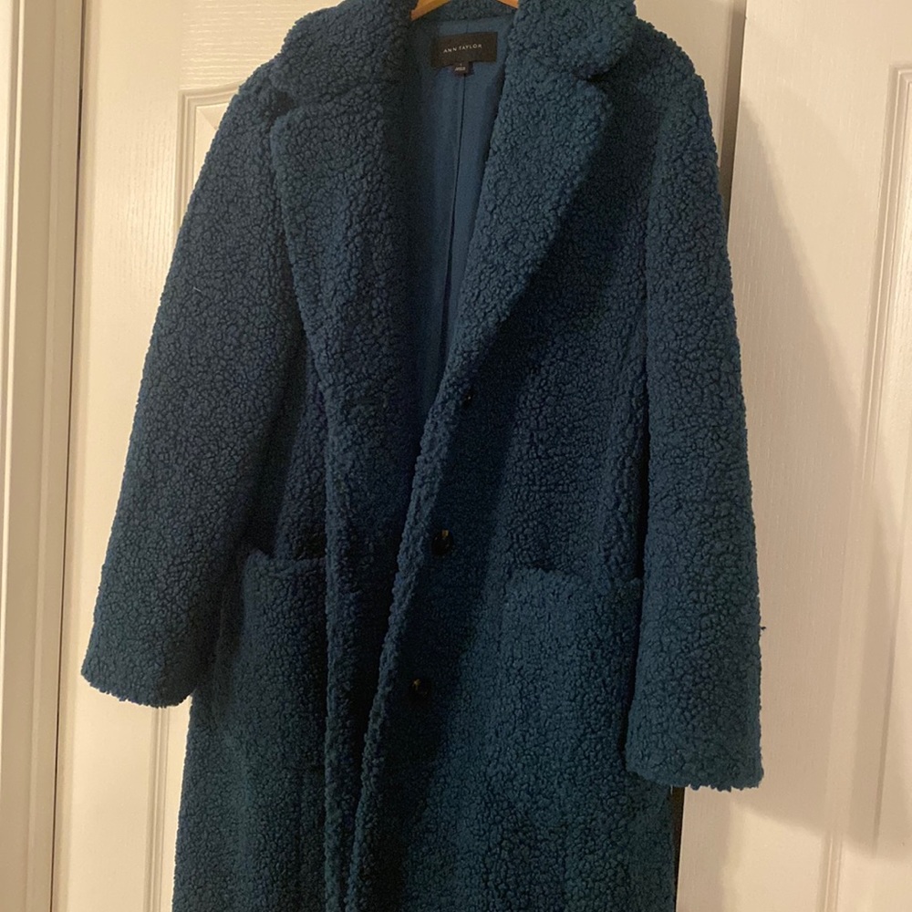 Ann Taylor Teddy Bear Coat Large Faux Fur Coat